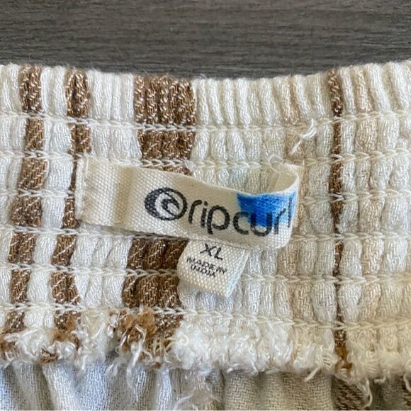 Rip Curl Shorts Brown Tan Cream Stripe Elastic Waist XL - Picture 4 of 10
